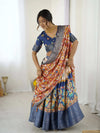 Cream & Pink Handloom Cotton Saree | Pastel Floral Print & Ornamental Tree Pallu – Buy Online