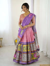Cream & Pink Handloom Cotton Saree | Pastel Floral Print & Ornamental Tree Pallu – Buy Online