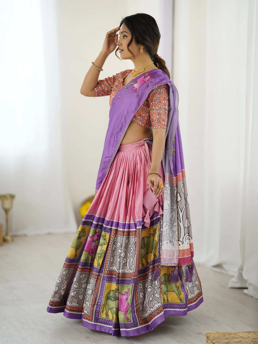 Beige & Maroon Handloom Cotton Saree | Mughal Royal Faces & Elephant Pallu – Buy Online