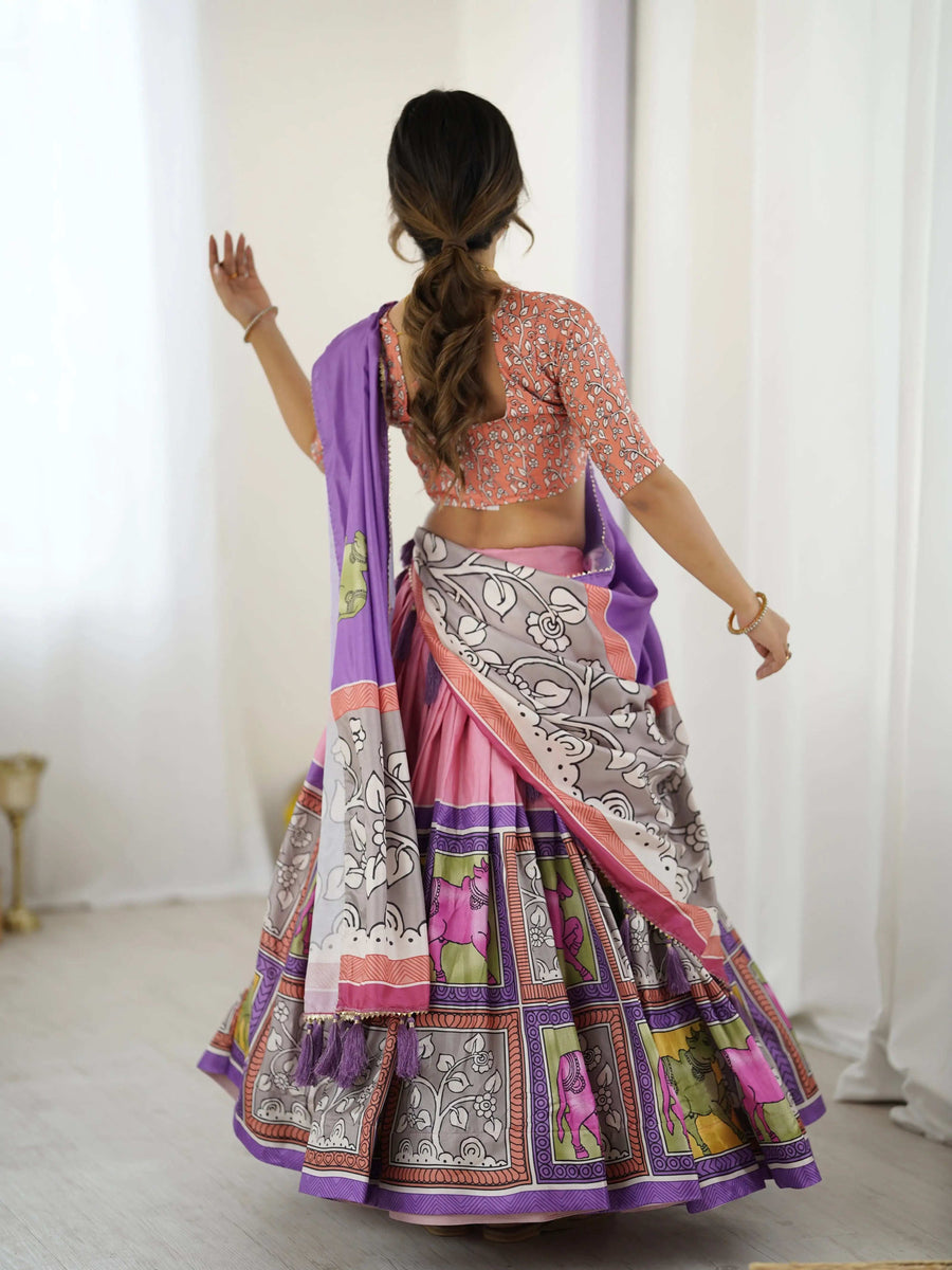 Beige & Maroon Handloom Cotton Saree | Mughal Royal Faces & Elephant Pallu – Buy Online