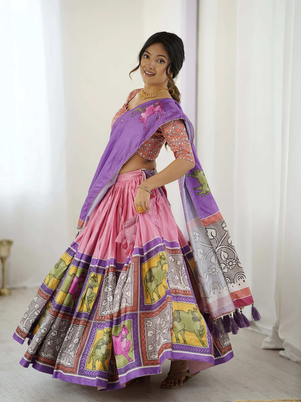 Beige & Maroon Handloom Cotton Saree | Mughal Royal Faces & Elephant Pallu – Buy Online
