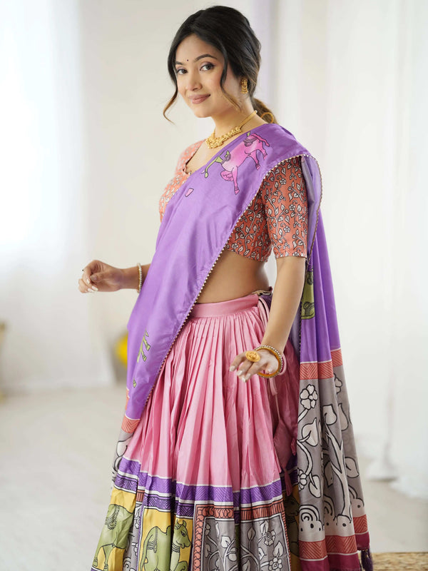 Beige & Maroon Handloom Cotton Saree | Mughal Royal Faces & Elephant Pallu – Buy Online