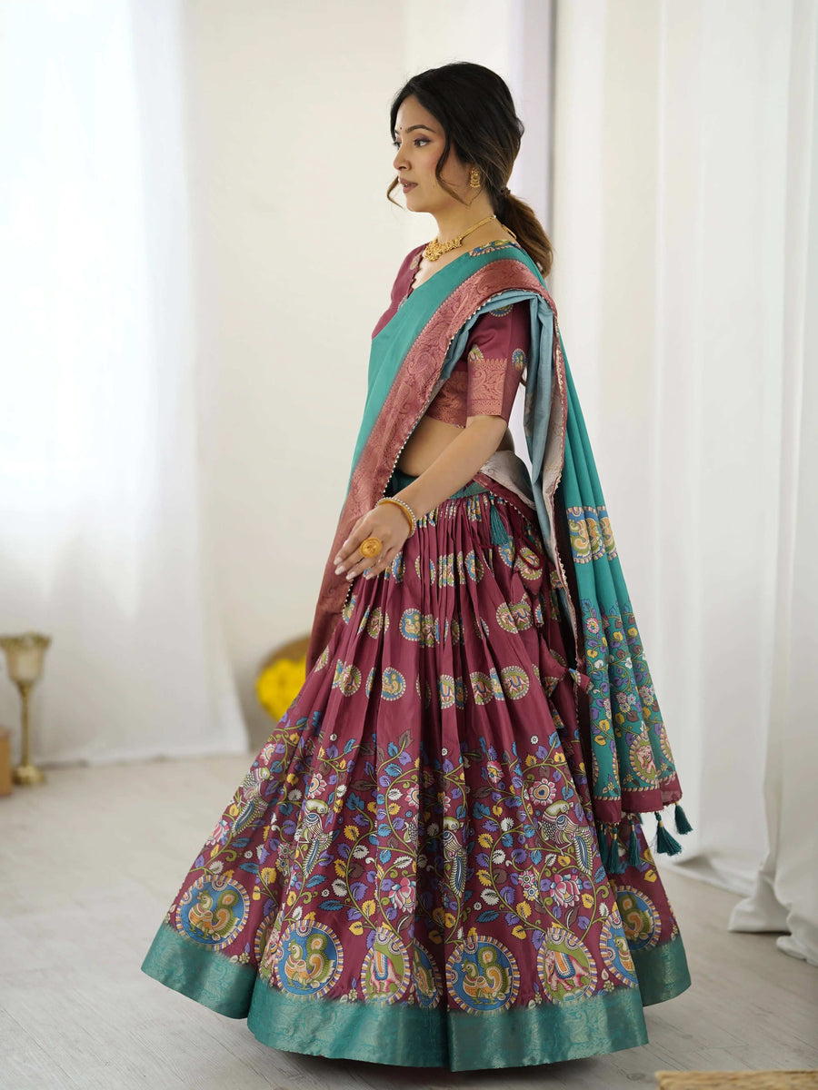 Beige & Maroon Handloom Cotton Saree | Mughal Royal Faces & Elephant Pallu – Buy Online