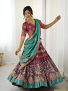 Beige & Rust Pure Linen Cotton Saree with Folk Animal Motif & Floral Print
