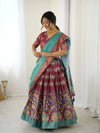 Teal Green Handloom Cotton Saree | Lotus Floral Print & Royal Elephant Pallu – Buy Online
