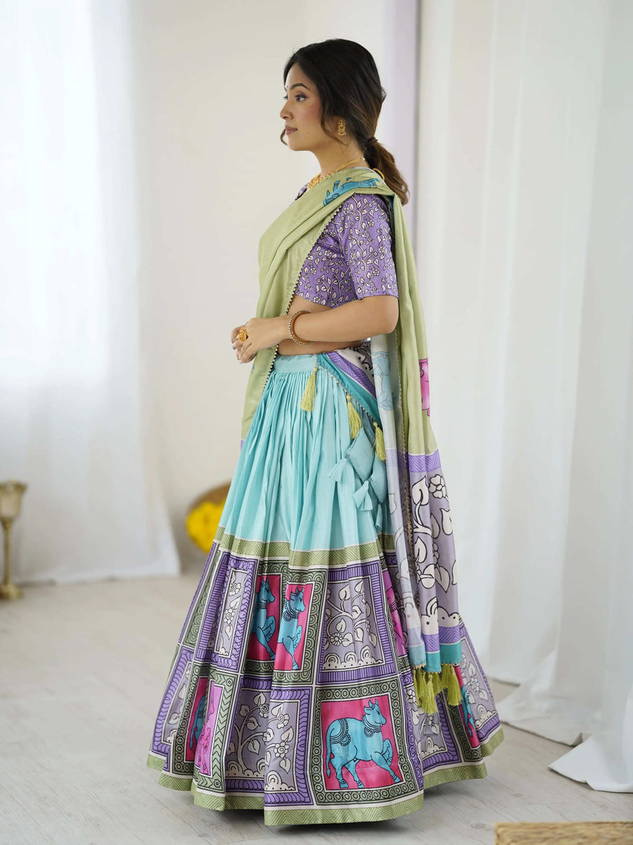 Maroon Pure Linen Cotton Handloom Saree with Floral Buti Print and Madhubani Fish Art Pallu