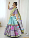 Maroon Pure Linen Cotton Handloom Saree with Floral Buti Print and Madhubani Fish Art Pallu