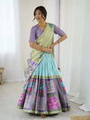 Rust Beige Pure Linen Cotton Saree with Paisley Motifs and Mandala Artwork