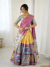 Rust Beige Pure Linen Cotton Saree with Paisley Motifs and Mandala Artwork