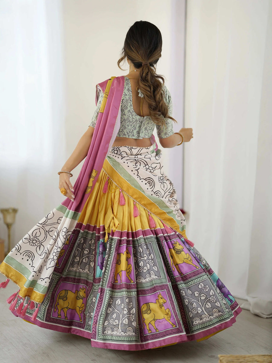 Rust Beige Pure Linen Cotton Saree with Paisley Motifs and Mandala Artwork