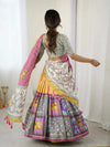 Rust Beige Pure Linen Cotton Saree with Paisley Motifs and Mandala Artwork