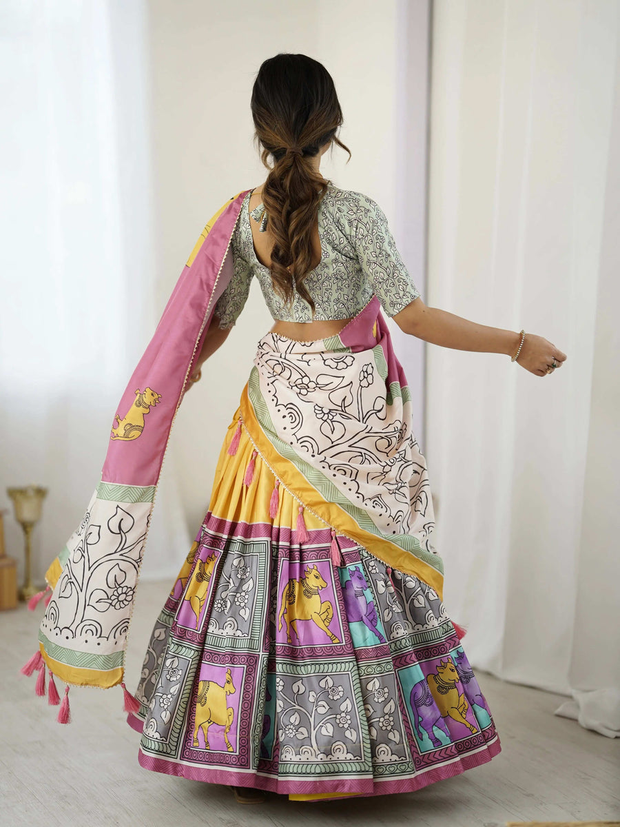 Rust Beige Pure Linen Cotton Saree with Paisley Motifs and Mandala Artwork