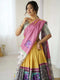 Handloom Linen Cotton Printed Saree with Traditional Mithila Art Pallu – Earthy Beige & Maroon