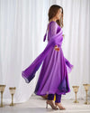 Multi Purple Georgette Anarkali Back View - Shree Roop