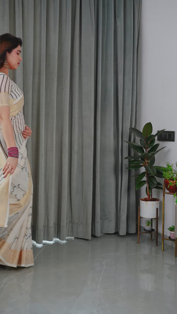 Multicolor Floral Linen Saree for Women | Traditional Indian Festive Wear – Graceful Ethnic Drape