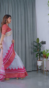 Multicolor Floral Linen Saree for Women | Traditional Indian Festive Wear – Heritage Festive Weave