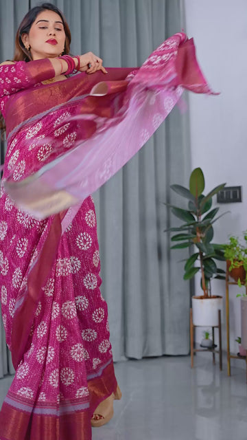 Multicolor Floral Linen Saree for Women | Traditional Indian Festive Wear – Earthy Tones Drape
