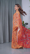 Multicolor Floral Linen Saree for Women | Traditional Indian Festive Wear – Festive Bloom Edition