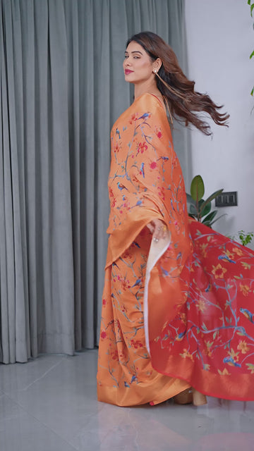Multicolor Floral Linen Saree for Women | Traditional Indian Festive Wear – Festive Bloom Edition