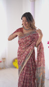 Rust Maroon Handloom Cotton Saree | Floral Jaal & Multicolor Mandala Pallu – Buy Online