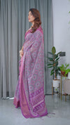 Designer Beige Saree with Contrast Black Pallu & Exquisite Ethnic Patterns
