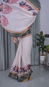 Multicolor Floral Linen Saree for Women | Traditional Indian Festive Wear – Artisan Festive Drape
