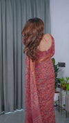 Multicolor Floral Linen Saree for Women | Traditional Indian Festive Wear – Ethnic Zari Accent